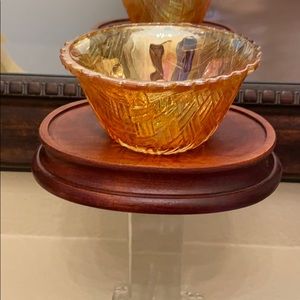 Small gold carnival glass dish Vintage